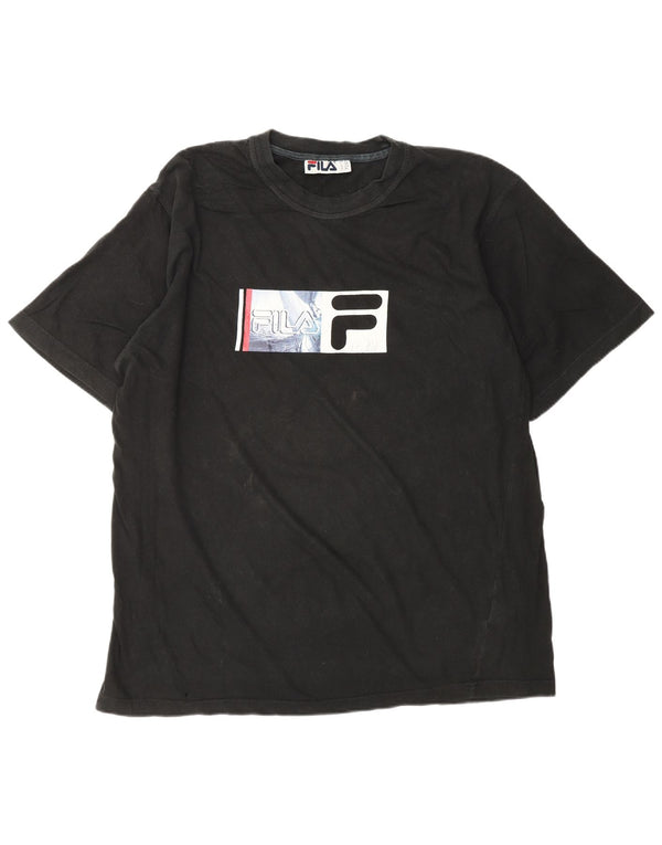 FILA Mens Graphic T-Shirt Top XL Black Cotton