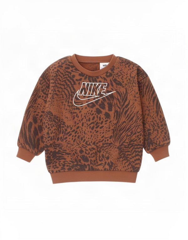 Pulover cu grafic pentru fetițe Nike 18-24 luni Maro Animal Print