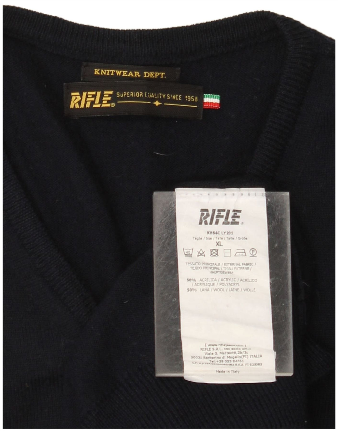 Pulover pentru femei RIFLE cu decolteu în V UK 18 XL bleumarin acrilic