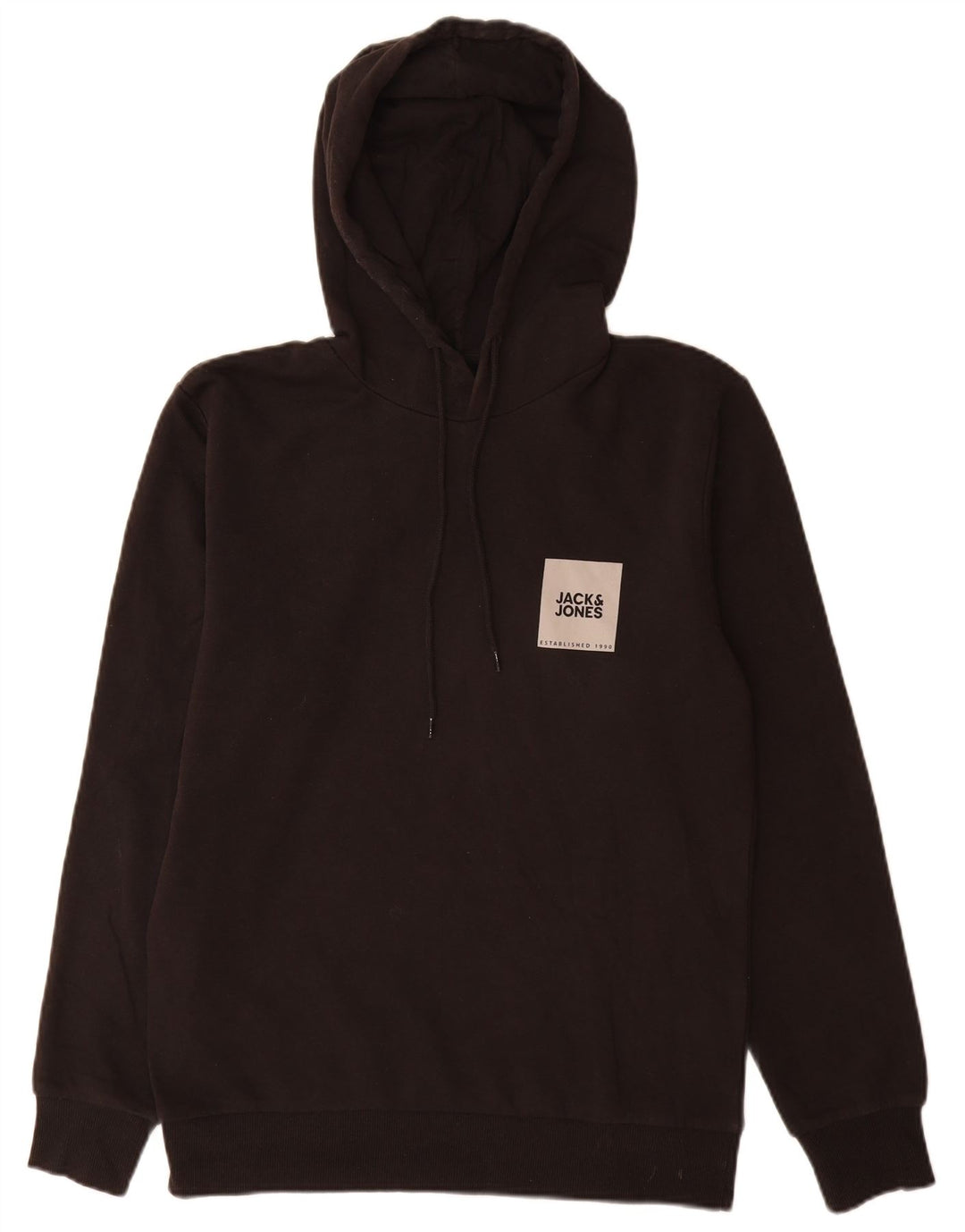 Jack & Jones Pulover cu glugă grafic pentru bărbați, bumbac mediu negru