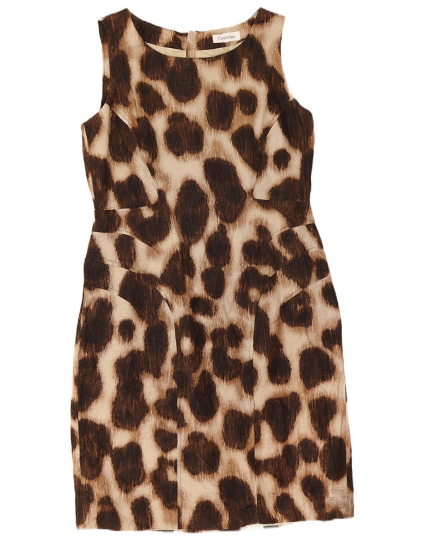 Rochie pentru femei Calvin Klein, fără mâneci, cu imprimeu animal maro mediu UK 12