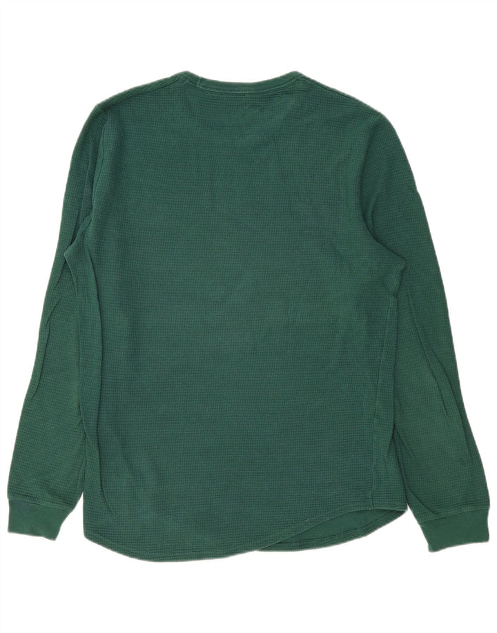 Top Hollister pentru bărbați cu mânecă lungă, verde mediu, bumbac