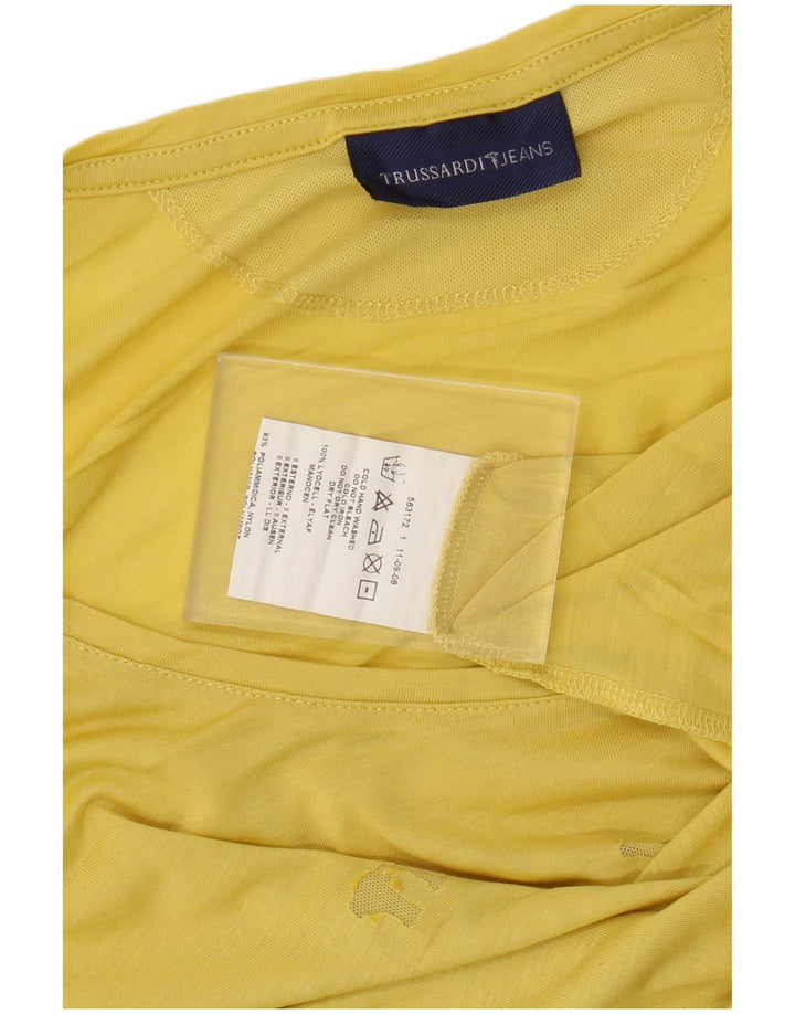 Trussardi Jeans Tricou cu grafic pentru femei Top UK 18 XL Galben Lyocell