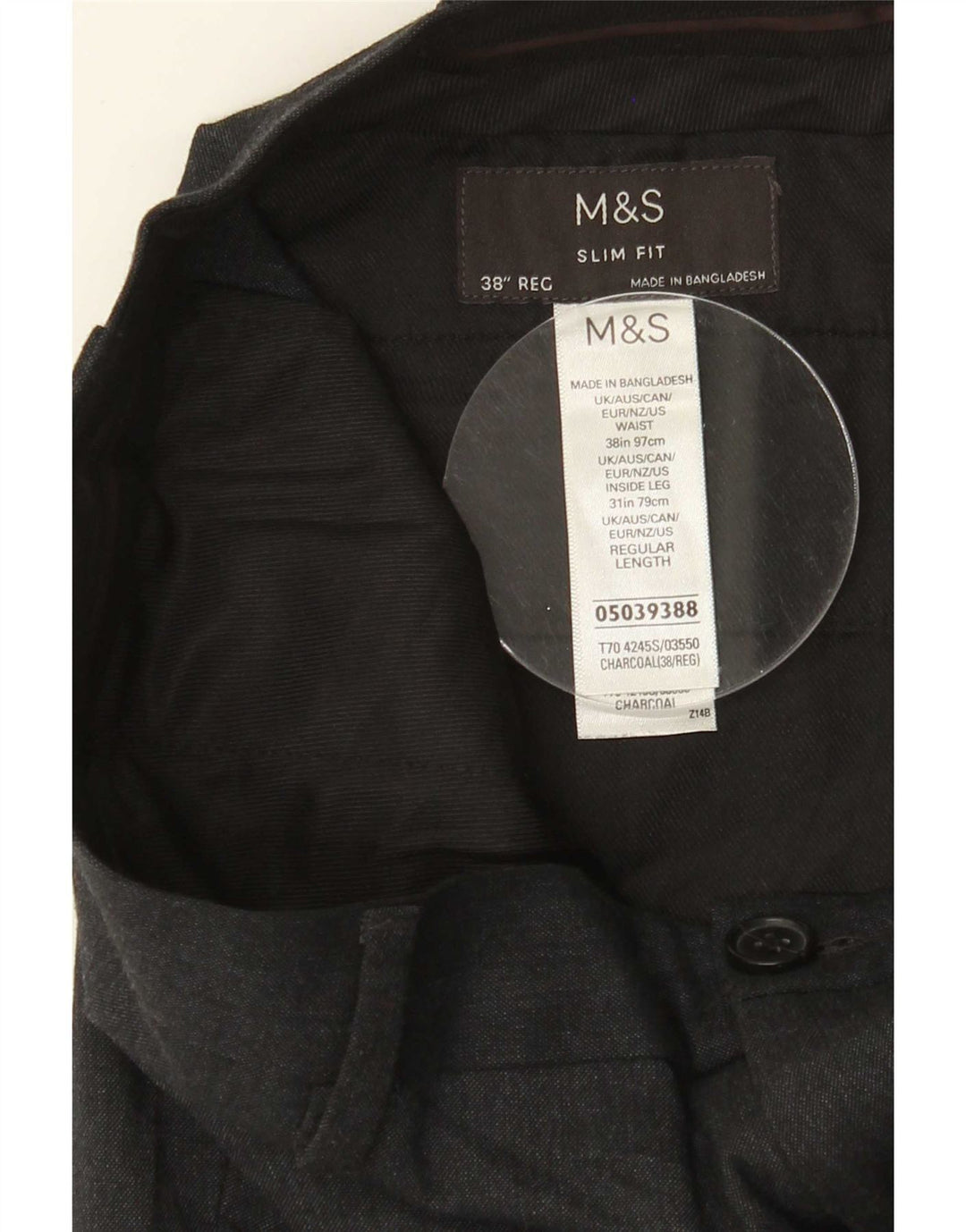 Marks & Spencer Pantaloni de costum slim pentru bărbați L38 L31 poliester gri