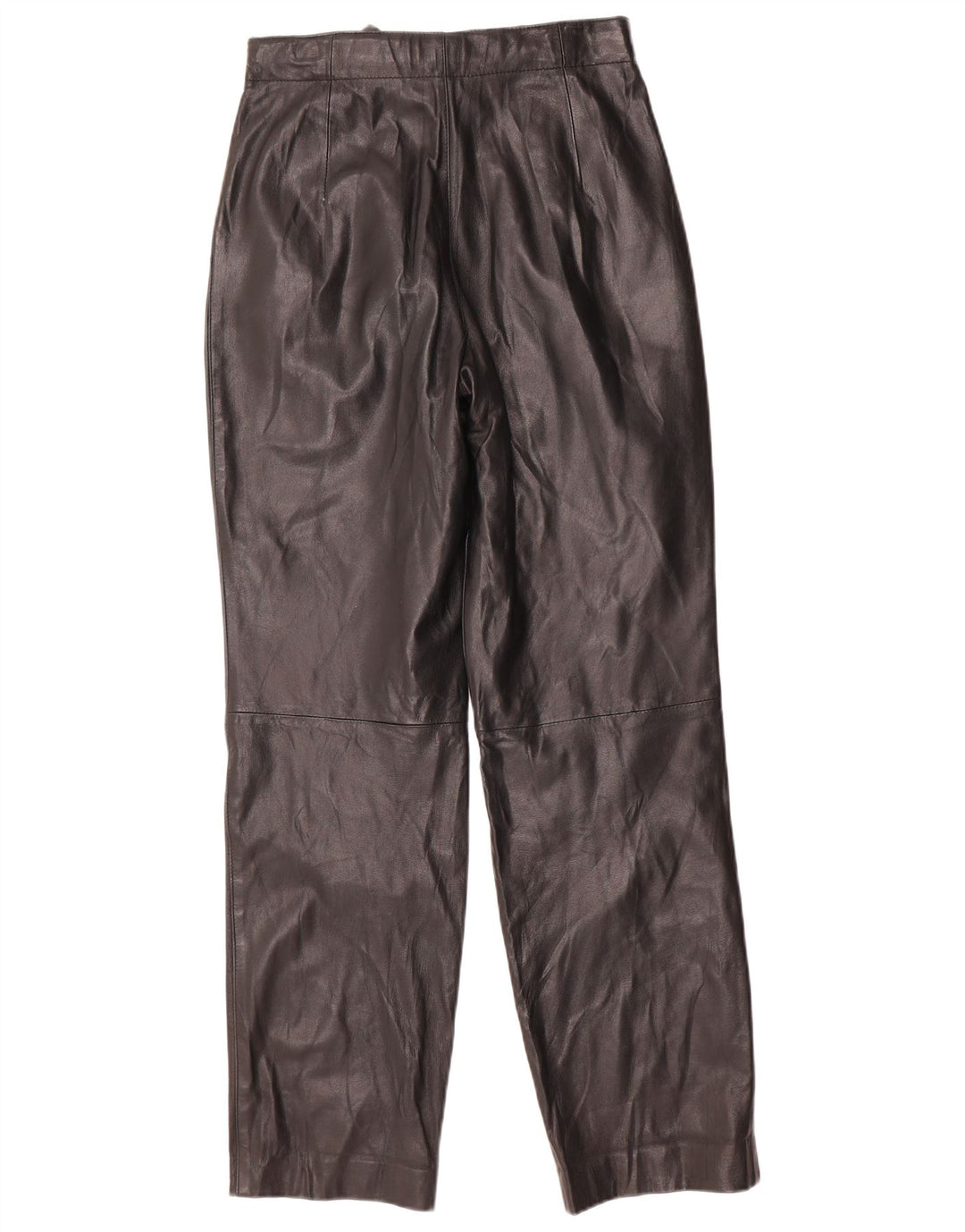 Pantaloni vintage din piele cu talie înaltă pentru femei W26 L31 negru