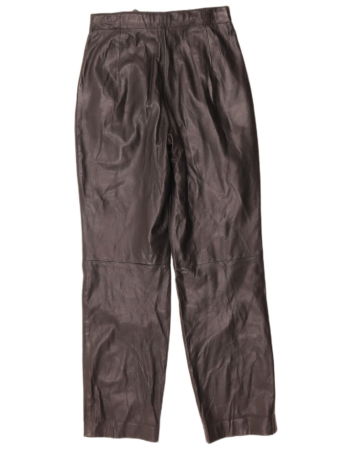 Pantaloni vintage din piele cu talie înaltă pentru femei W26 L31 negru