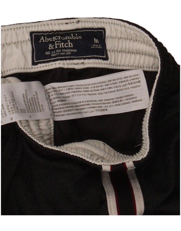 Pantaloni scurți sport grafic Abercrombie & Fitch pentru bărbați, poliester mediu negru