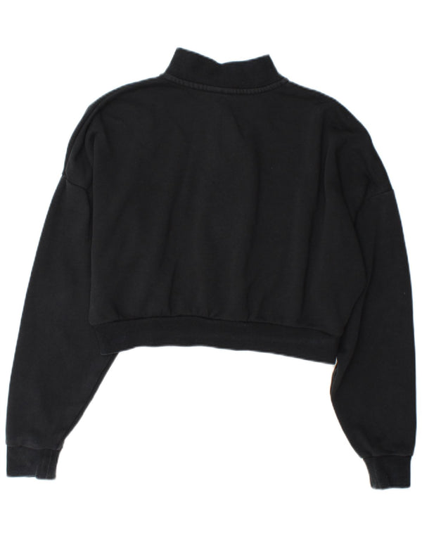 Pulover pentru femei Nike Crop Crop, cu fermoar și gât, UK 10 Bumbac negru mic