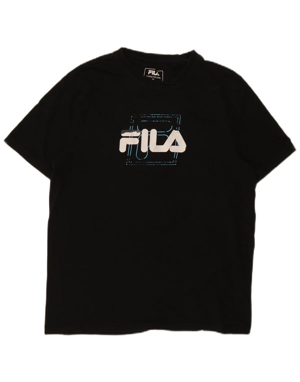 Tricou grafic Fila pentru bărbați Top Medium Negru Bumbac
