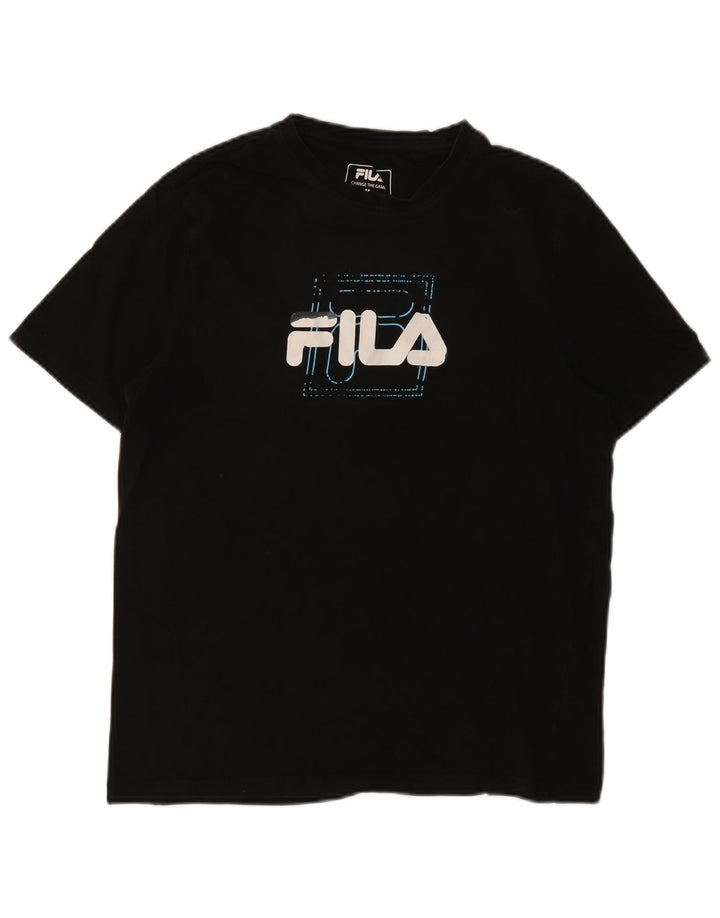 Tricou grafic Fila pentru bărbați Top Medium Negru Bumbac