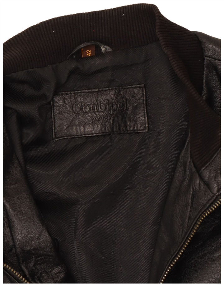 Jachetă de piele crop pentru femei Conbipel IT 42 Medium Black Leather