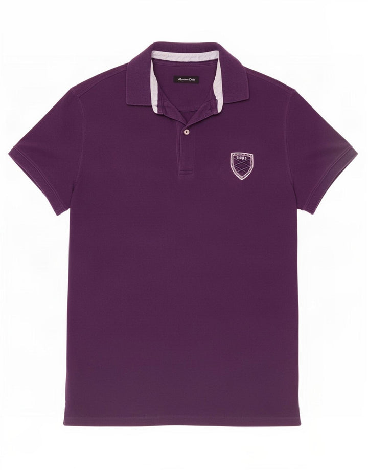 Tricou polo Massimo Dutti pentru bărbați din bumbac violet mediu