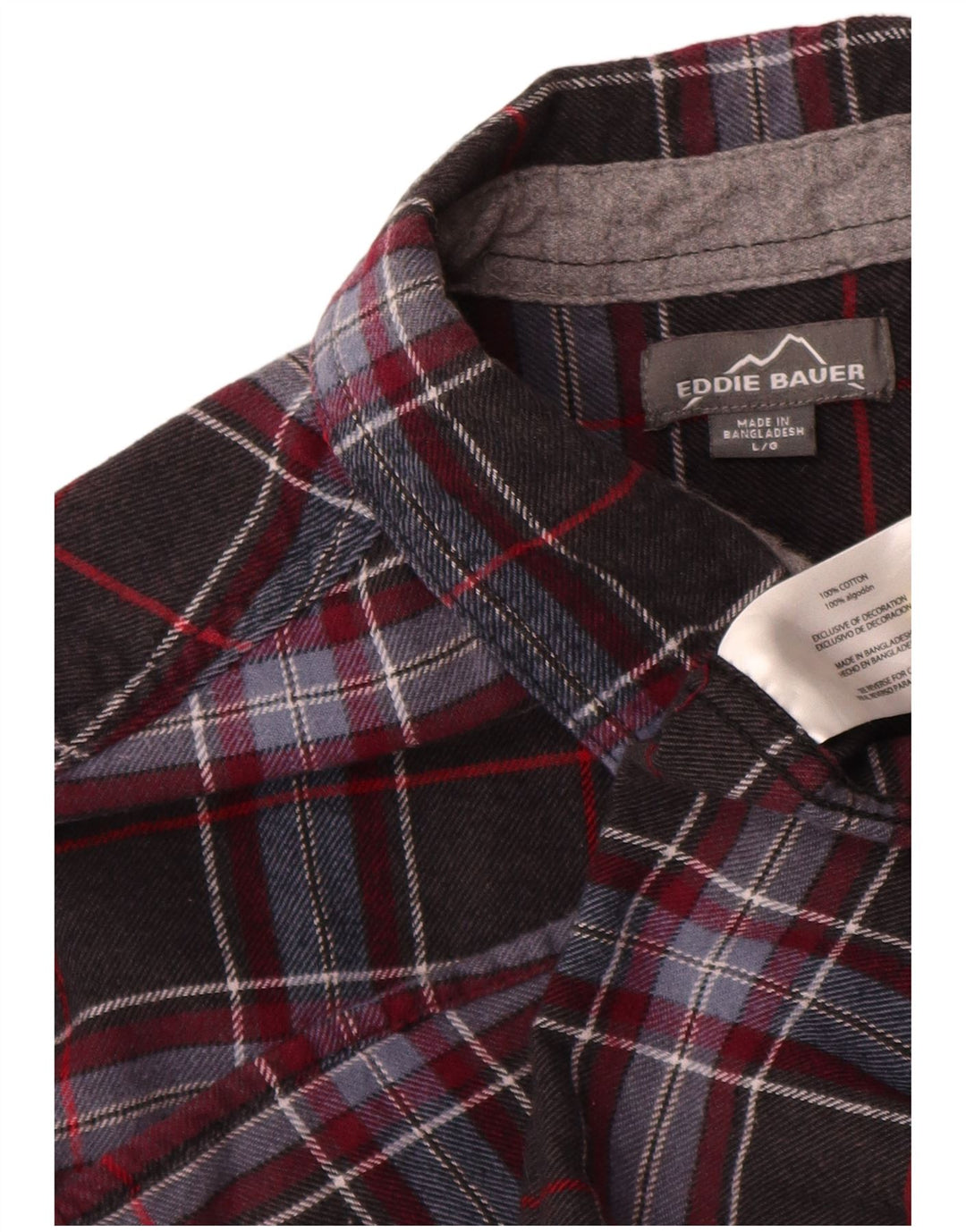 Cămașă de flanel pentru bărbați Eddie Bauer, bumbac cu carouri, gri mare