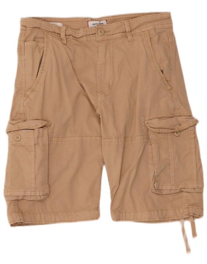 Pantaloni scurti cargo Jack & Jones pentru bărbați, mici W30, bumbac, bej