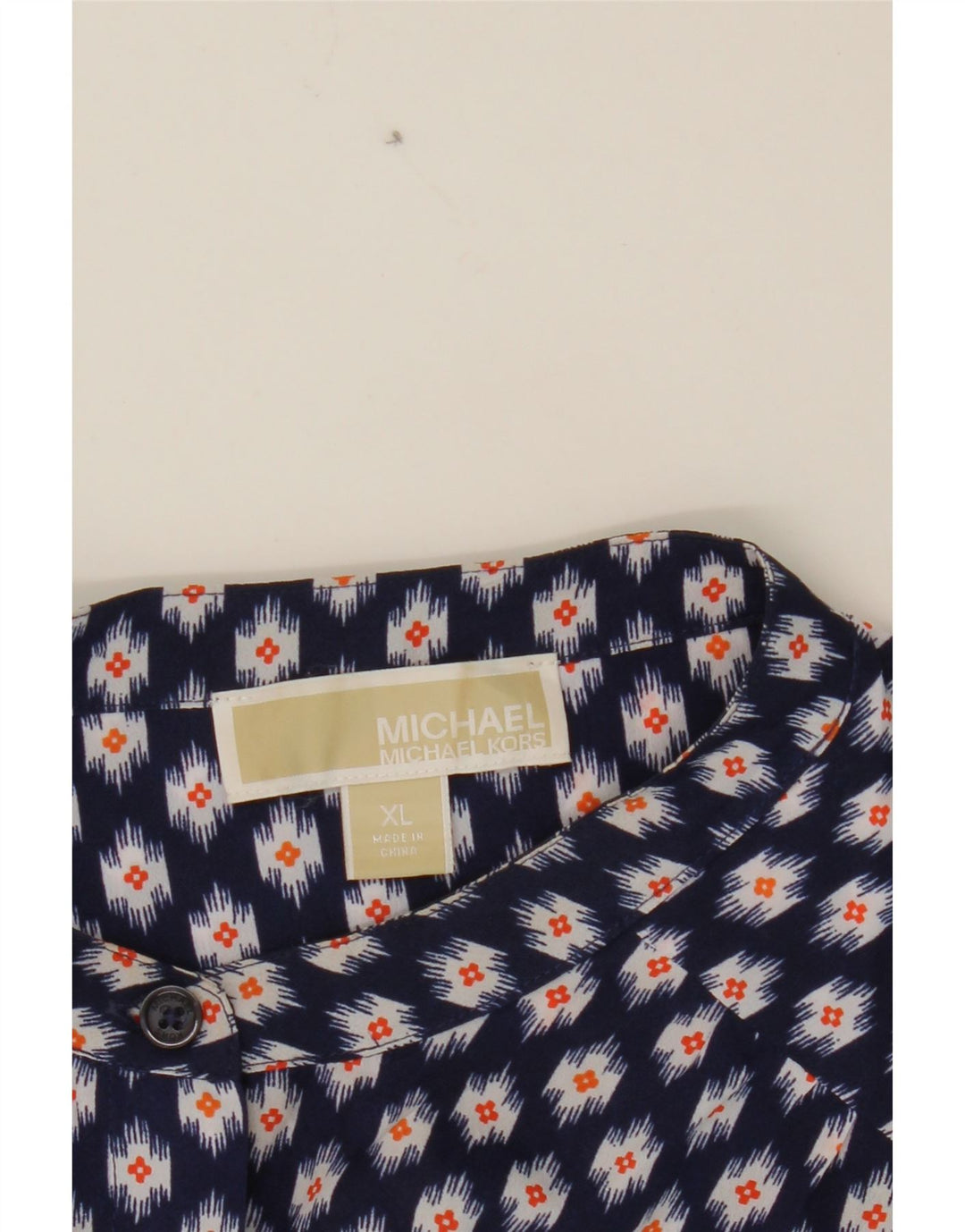 MICHAEL KORS Womens Abstract Pattern Playsuit UK 18 XL Navy Blue Polyester Vintage Michael Kors and Second-Hand Michael Kors from Messina Hembry 
