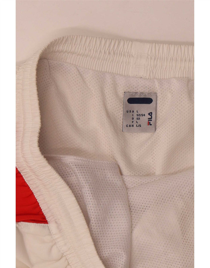 Pantaloni scurți sport Fila pentru bărbați, mari, alb, poliester color bloc