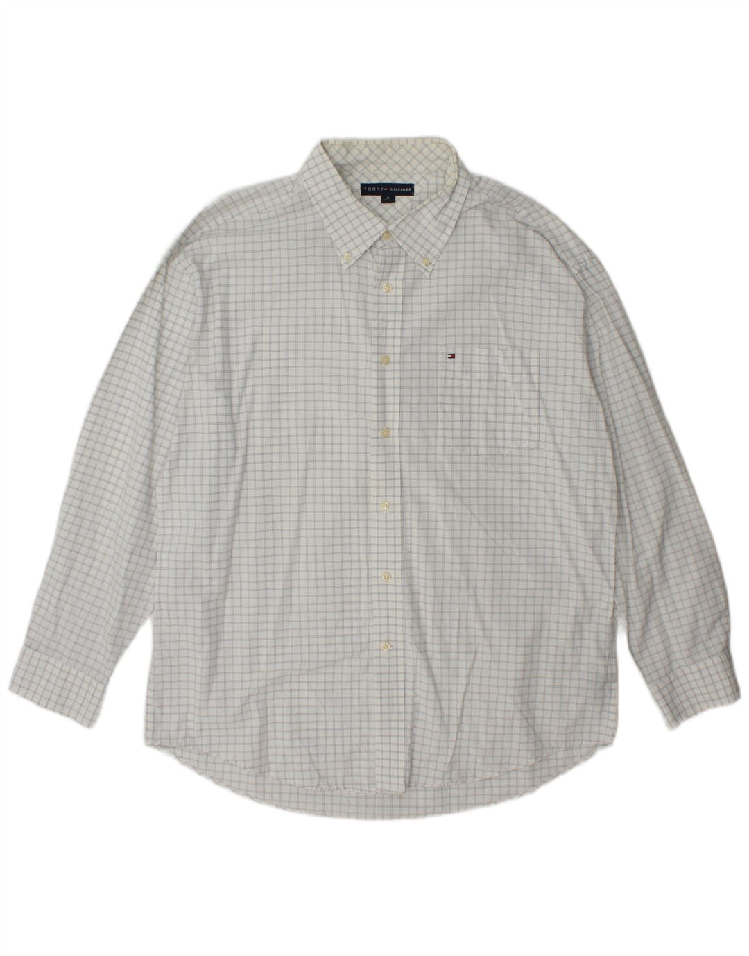 Cămașă pentru bărbați Tommy Hilfiger XL, bumbac cu carouri albe