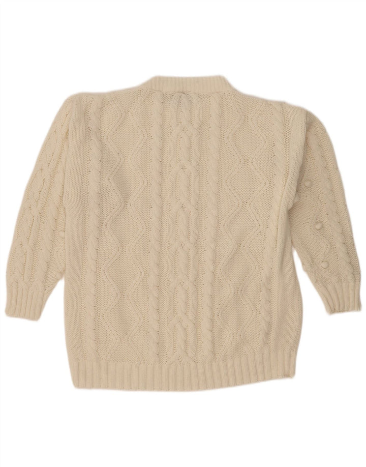 New Fast Pulover supradimensionat pentru femei cu decolteu rotund EU 40/42 Medium White