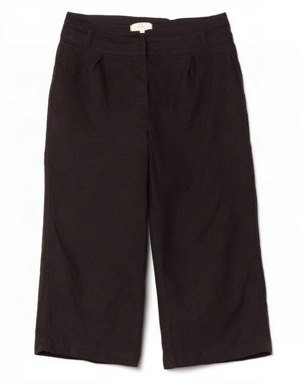 Fat Face Pantaloni Capri pentru femei UK 14 Large W34 L23 Black Linen