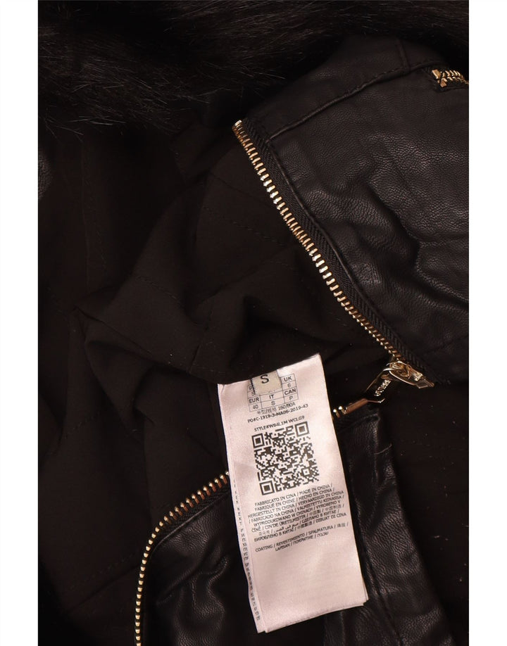 Jachetă motociclist din piele artificială pentru femei GUESS UK 6 XS poliuretan negru