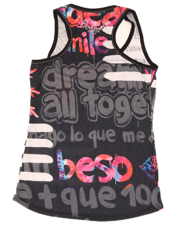 Desigual Womens Graphic Vest Top UK 18 XL Poliester negru