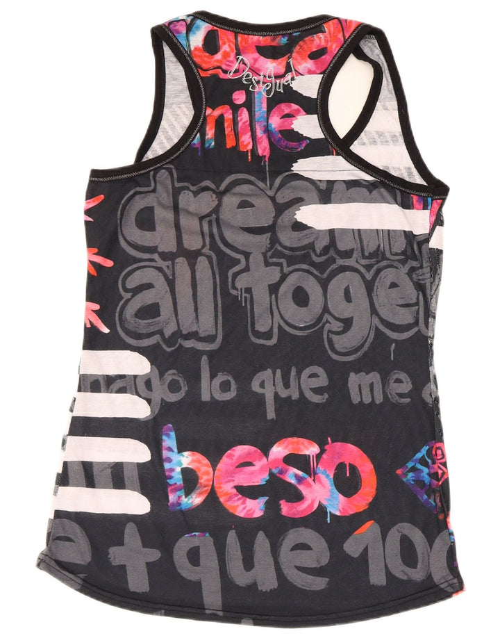 Desigual Womens Graphic Vest Top UK 18 XL Poliester negru