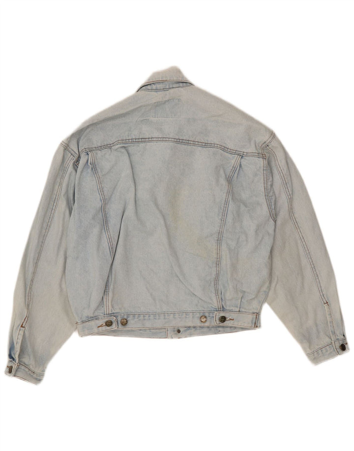 VINTAGE Jachetă de blugi oversize pentru femei UK 10 Bumbac albastru mic
