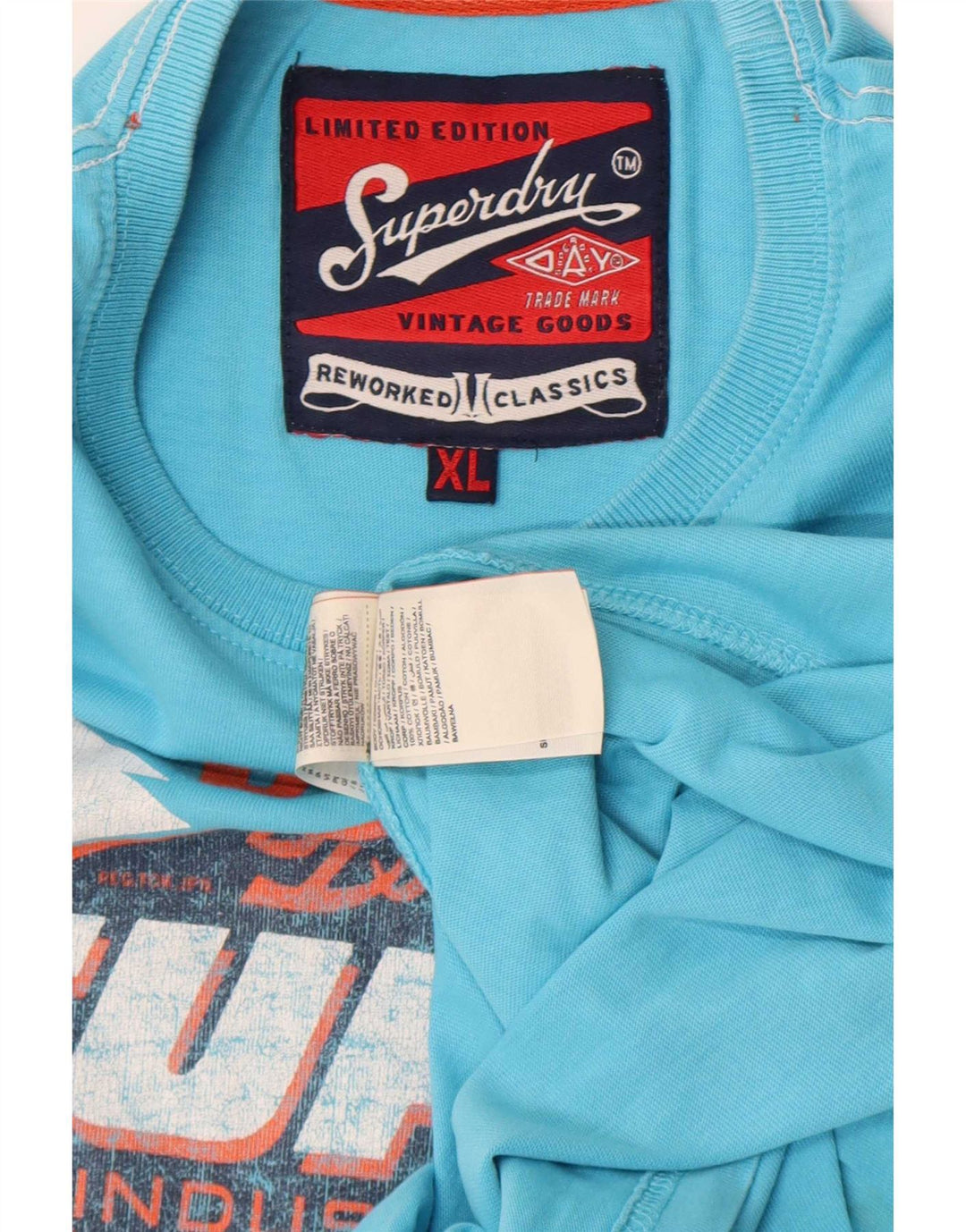 Tricou Superdry pentru bărbați Regular Graphic Top XL Blue Bumbac