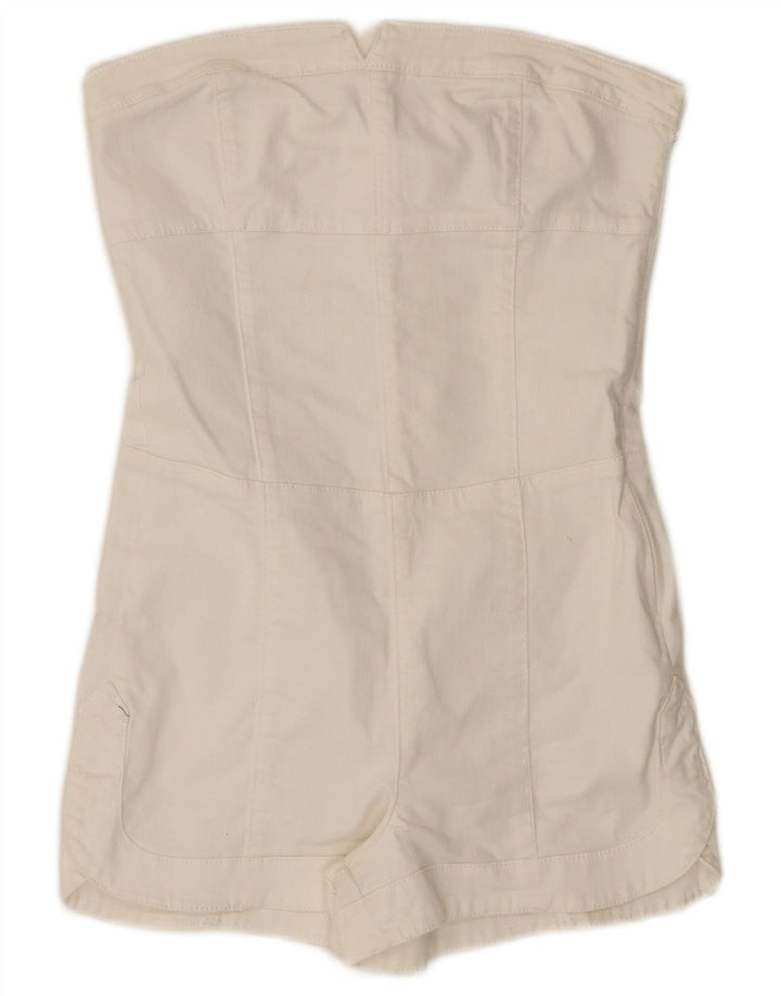 Combi denim fără bretele pentru femei GUESS UK 6 XS Alb