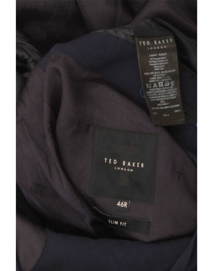 Sacou Ted Baker pentru bărbați, slim fit, cu 2 nasturi, UK 46 3XL, lână bleumarin