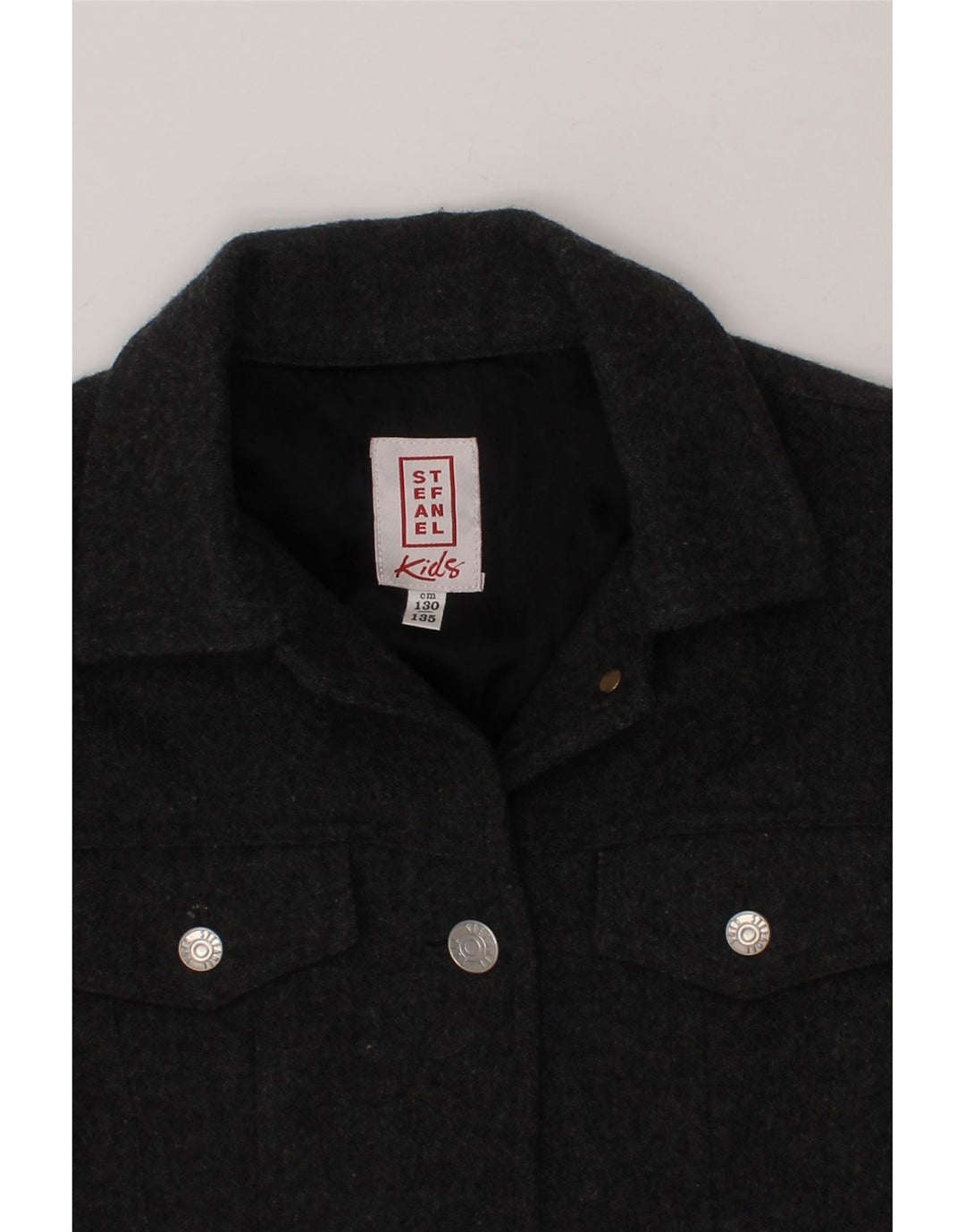 STEFANEL Girls Bomber Jacket 7-8 Years Grey Acetate Vintage Stefanel and Second-Hand Stefanel from Messina Hembry 