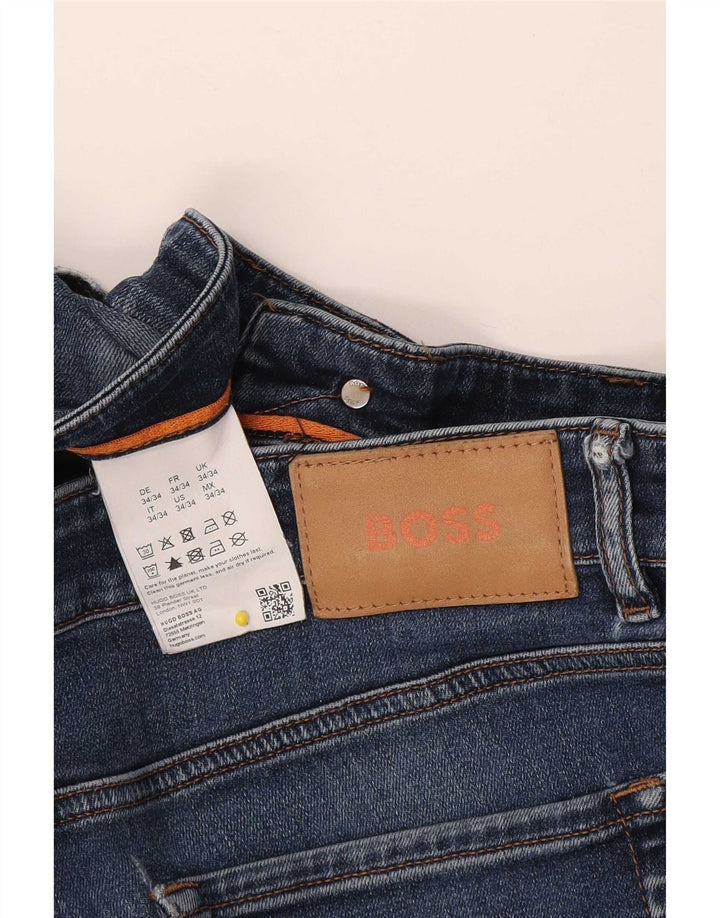 Blugi slim pentru bărbați Hugo Boss L34 L34 Bumbac bleumarin
