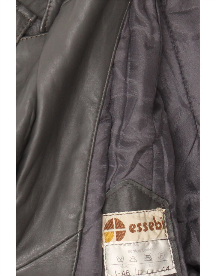 ESSEBI Mens Leather Jacket IT 46 Small Grey Leather Vintage Essebi and Second-Hand Essebi from Messina Hembry 
