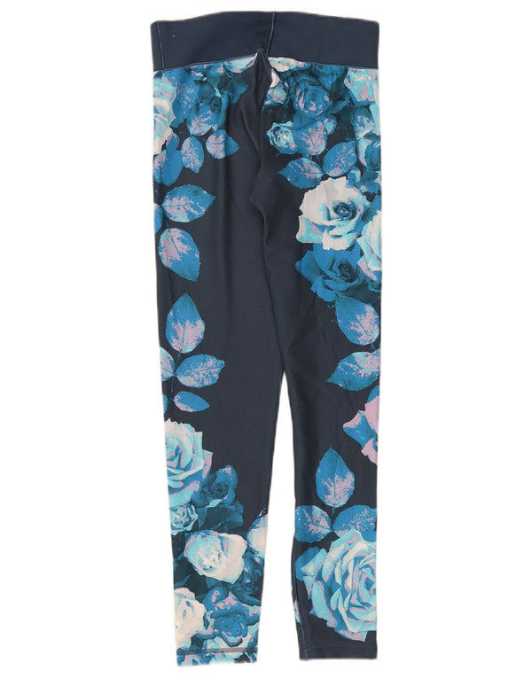 Leggings Climalite Adidas pentru femei Marea Britanie 8/10 Poliester Floral Albastru Mic
