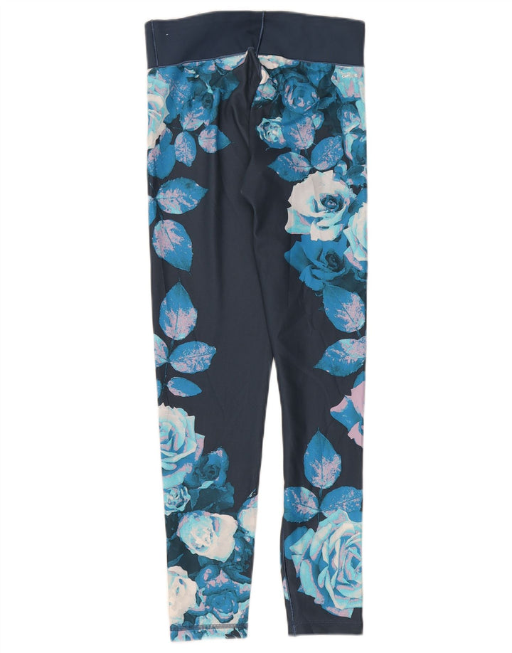 Leggings Climalite Adidas pentru femei Marea Britanie 8/10 Poliester Floral Albastru Mic