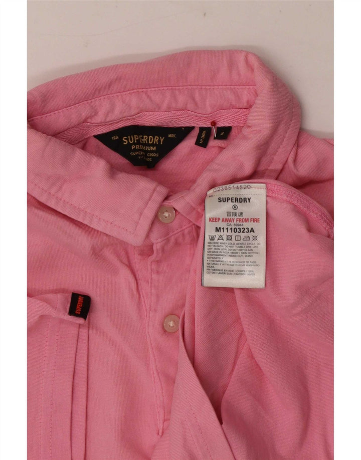 Tricou polo pentru bărbați Superdry, bumbac roz mic