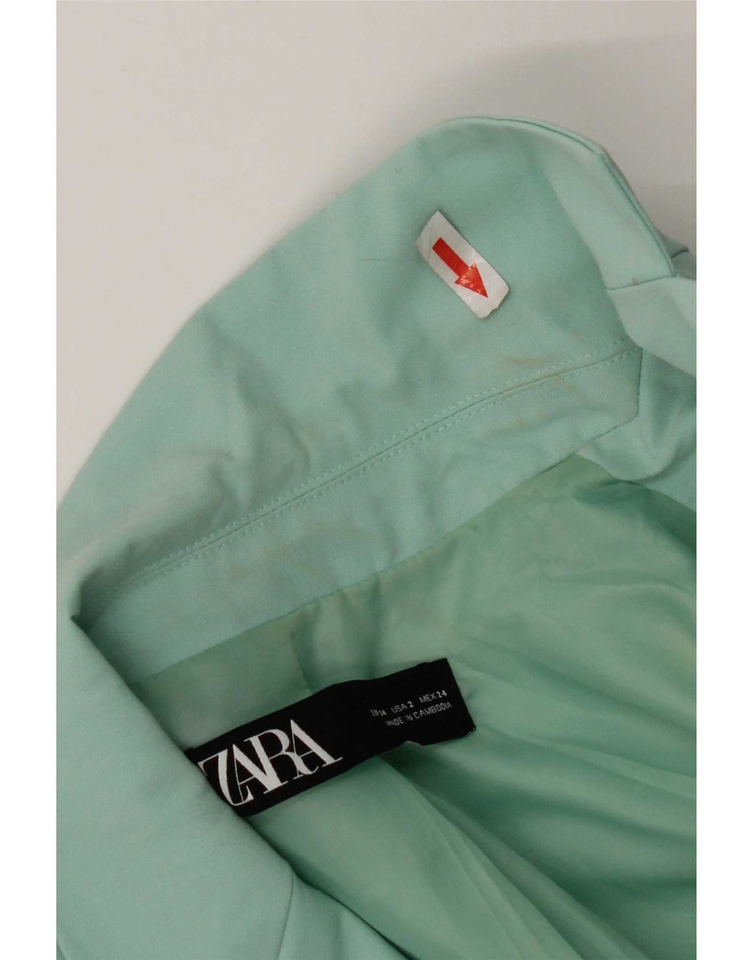 Blazer pentru femei Zara cu 1 nasture EU 34 2XS Poliester turcoaz