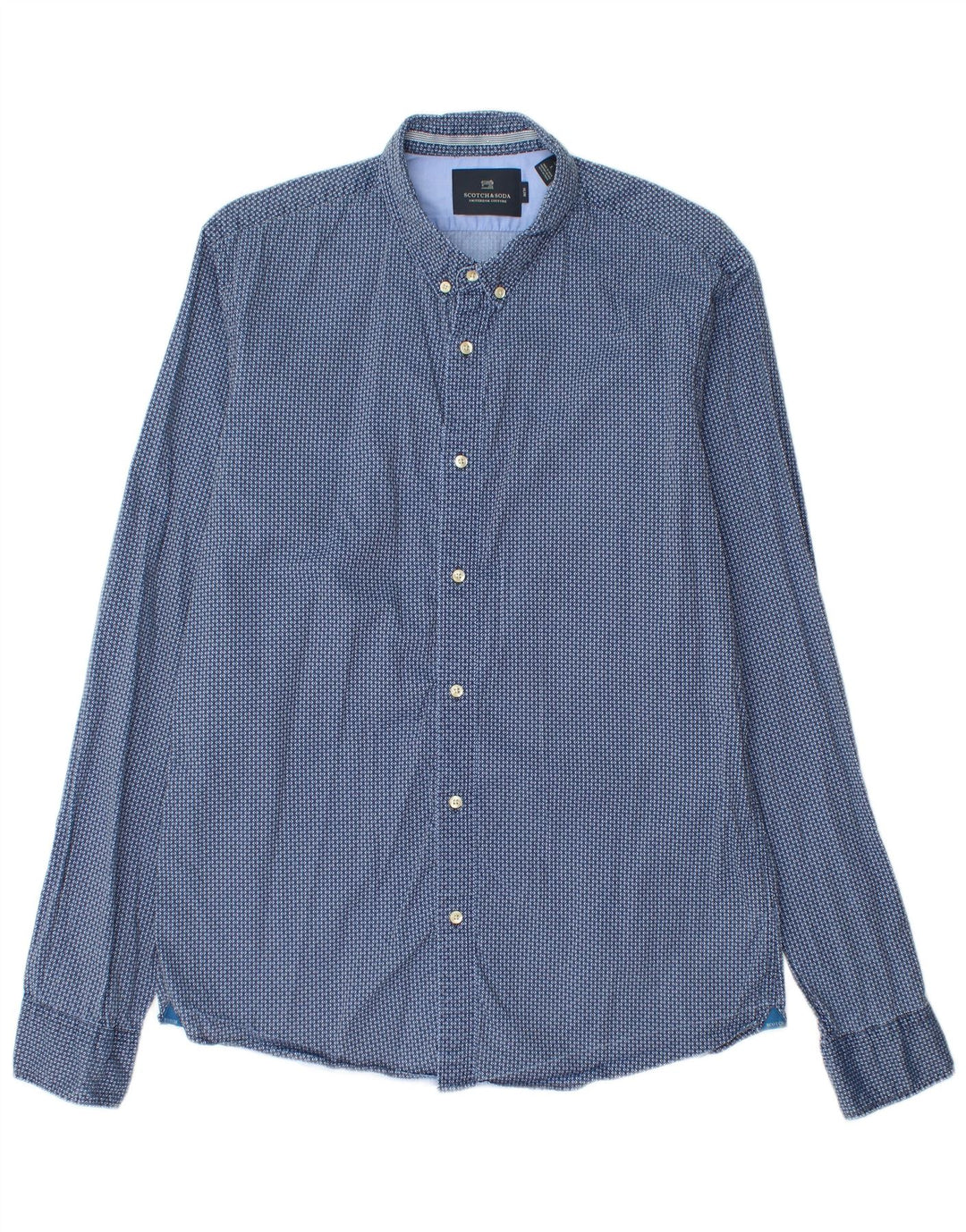 Cămașă subțire pentru bărbați Scotch & Soda, mare, albastru, geometric din bumbac