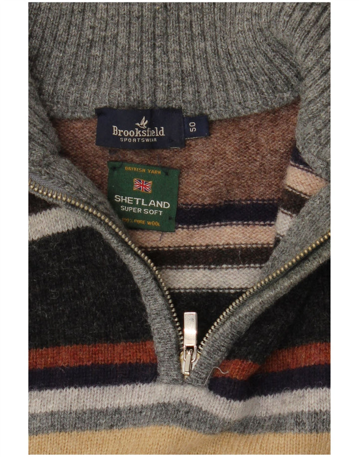 Pulover Brooksfield pentru bărbați, cu fermoar, cu gât, IT 50, cu dungi medii, multicolore