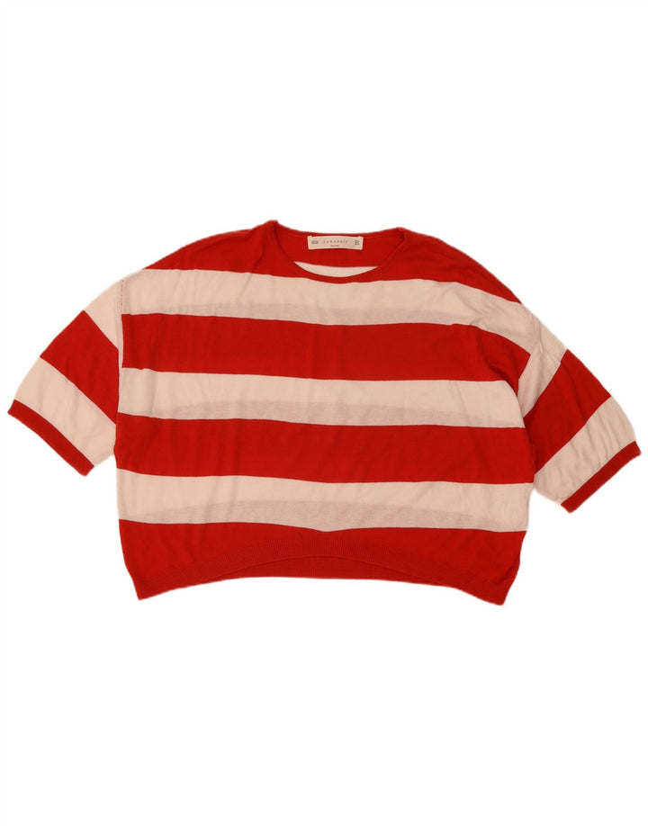 Pulover oversized Crop Crew Deck pentru femei Zara UK 14 Medium Red