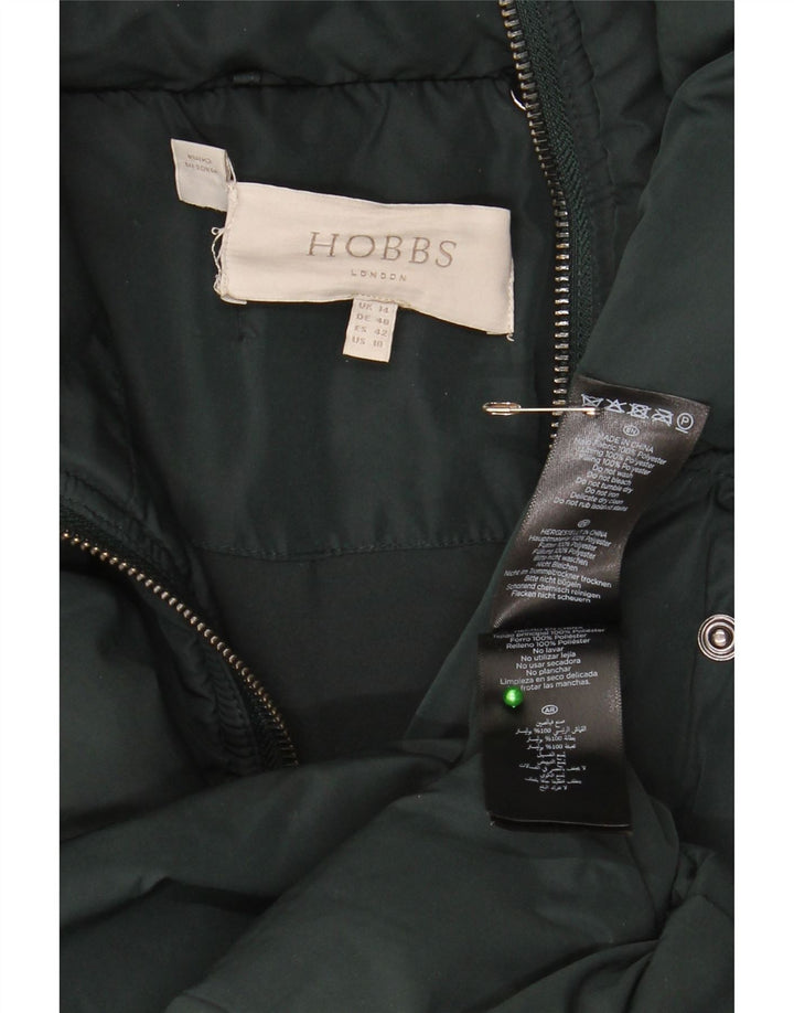 Palton căptușit cu glugă Hobbs pentru femei UK 14 Poliester verde mare