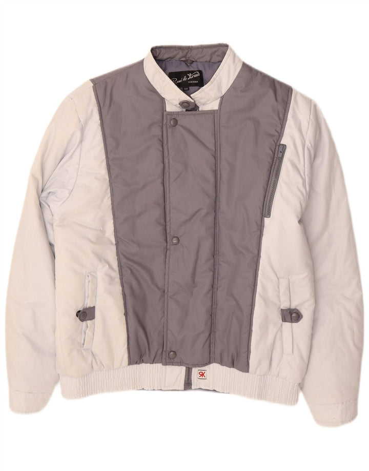 VINTAGE Mens Vienna Windbreaker Jacket IT 52 XL Grey Colourblock Polyester