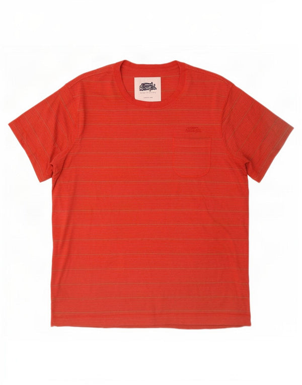 Weird Fish Mens T-Shirt Top XL Red Pinstripe Cotton