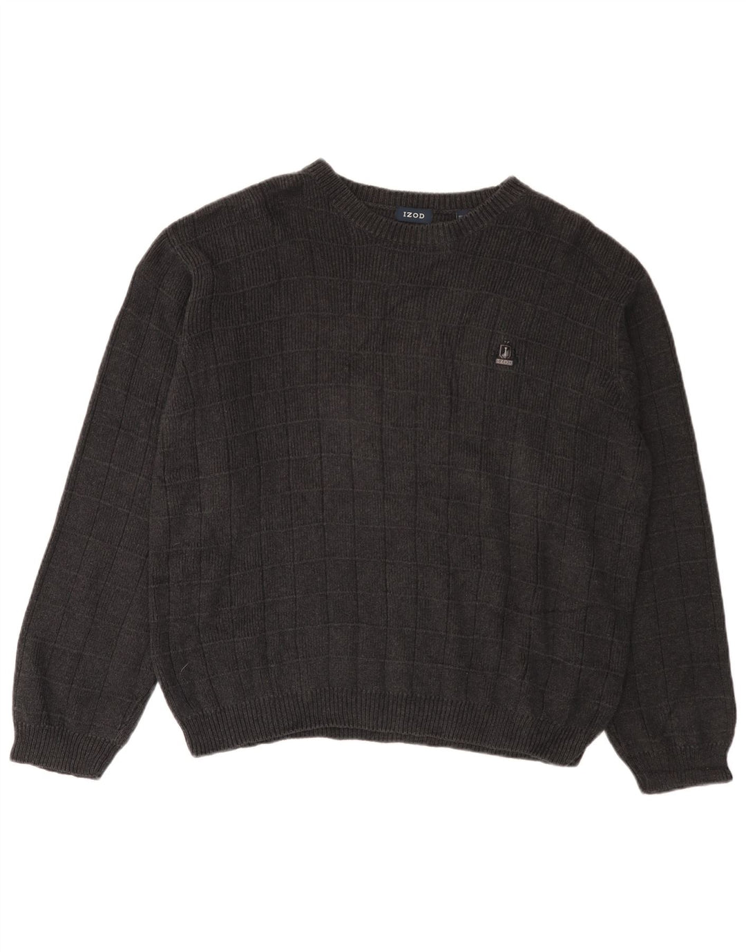 Pulover IZOD pentru bărbați, cu gât de barcă, din bumbac cu carouri mare, gri