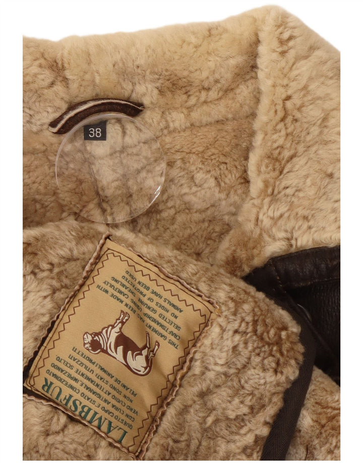 Palton vintage pentru femei din shearling EU 38, maro mediu, piele de oaie