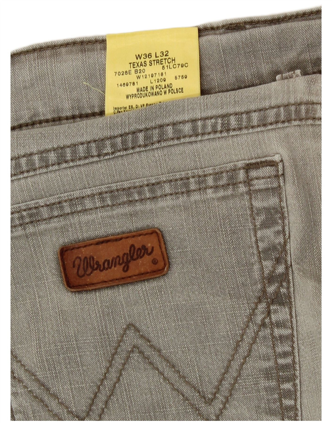 Blugi drepte stretch pentru bărbați Wrangler Texas W36 L32 bumbac gri