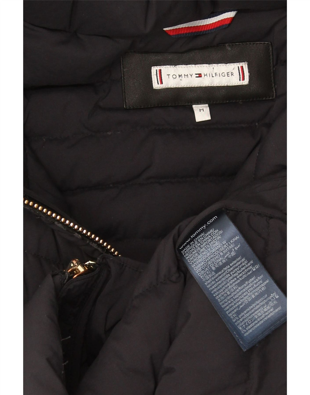 Palton căptușit cu glugă pentru femei Tommy Hilfiger UK 12 Poliamidă neagră medie