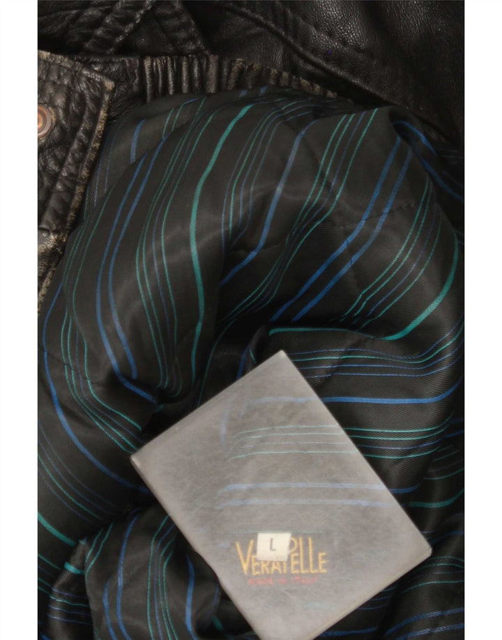 Jachetă de piele vintage pentru bărbați UK 40 Large Black
