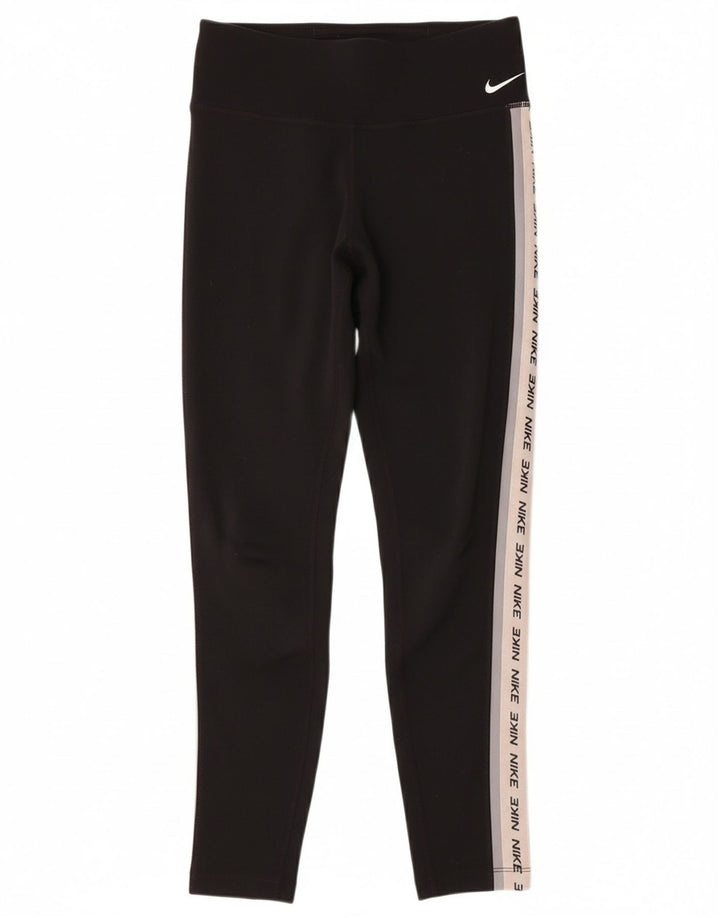 NIKE Womens Dri Fit Graphic Leggings UK 4 XS  Black Polyester