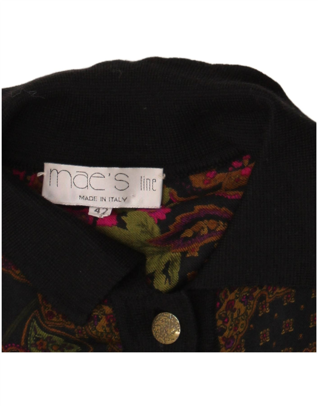 Bluză Cămașă Vintage Femei IT 42 Medium Negru Floral In